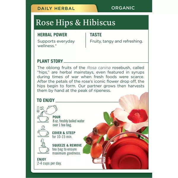 TRADITIONAL MEDICINALS TEAS Organic Rose Hips With Hibiscus Tea 16 BAG