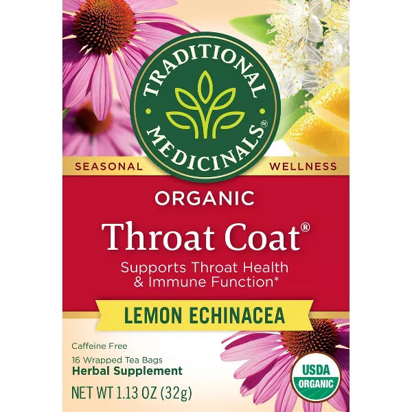 TRADITIONAL MEDICINALS TEAS Lemon Echinacea Throat Coat Tea 16 BAG