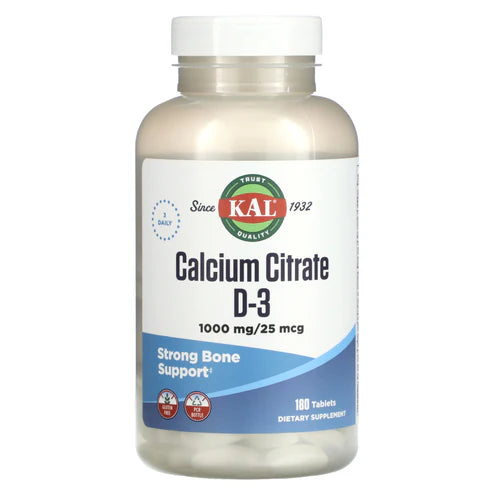 Kal Calcium Citrate D3 180CT 1000MG Tablet