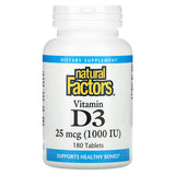 Natural Factors VITAMIN D3 25 MCG (1,000 IU) 180/TAB