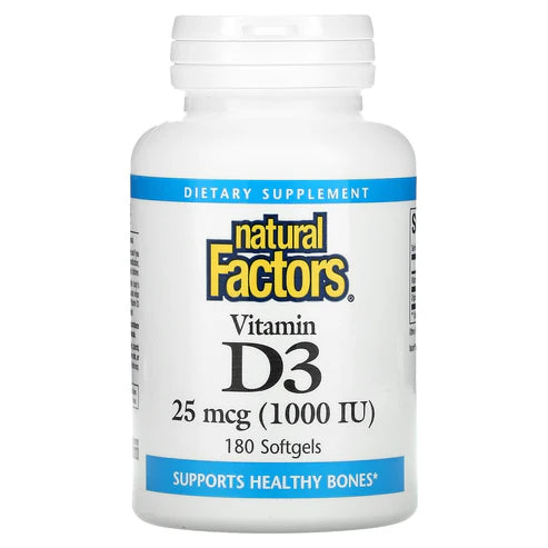 Natural Factors VITAMIN D3 25 MCG (1,000 IU) 180/SG