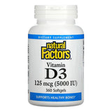 Natural Factors VITAMIN D3 125 MCG (5,000 IU) 360/SG