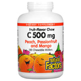 Natural Factors VITAMIN C 500 MG FRUIT-FLAVOR CHEW – PEACH, PASSIONFRUIT & MANGO  180/TAB