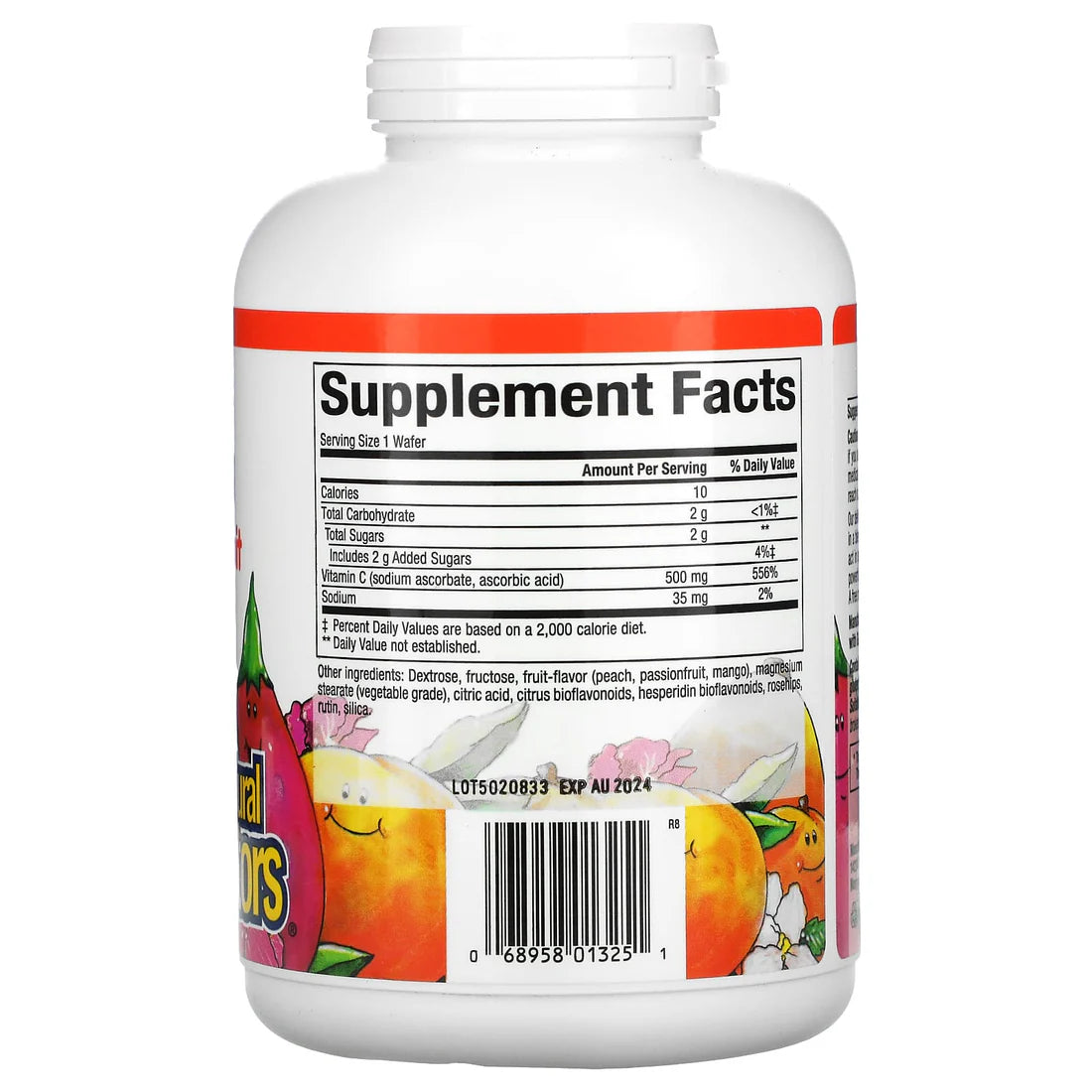 Natural Factors VITAMIN C 500 MG FRUIT-FLAVOR CHEW – PEACH, PASSIONFRUIT & MANGO  180/TAB