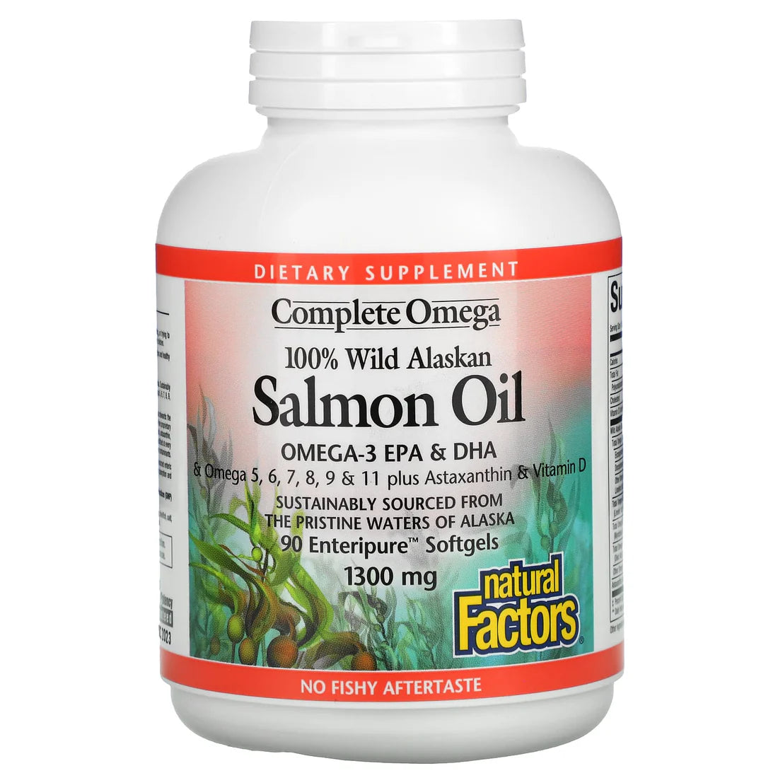 Natural Factors COMPLETE OMEGA 100% WILD ALASKAN SALMON OIL 1,300 MG ENTERIPURE® 90/SG