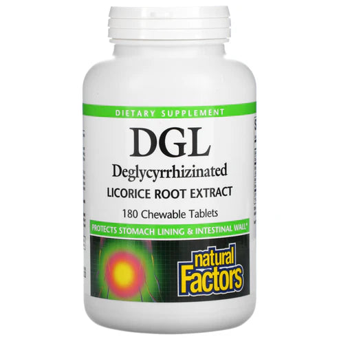 Natural Factors DGL CHEWABLE TABLETS 400 MG 10:1 EXTRACT DEGLYCYRRHIZINATED LICORICE ROOT EXTRACT 180/TAB