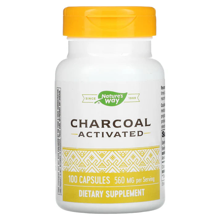 Nature's Way Activated Charcoal (yellow lbl) 100 Cp