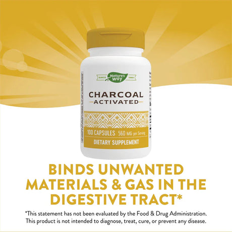 Nature's Way Activated Charcoal (yellow lbl) 100 Cp