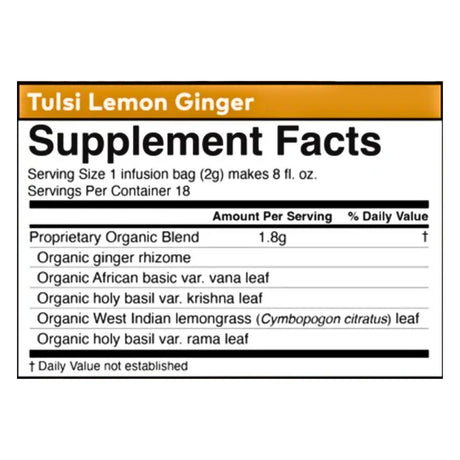 ORGANIC INDIA Tulsi Tea Lemon Ginger 18 BAG