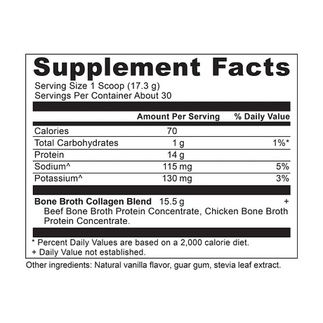 Ancient Nutrition Bone Broth Collagen - Vanilla - 30 srv Powder