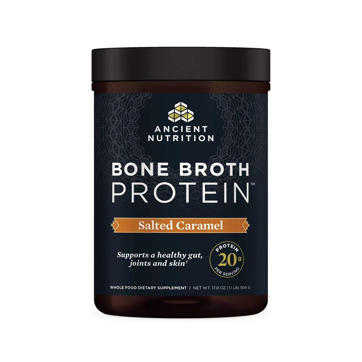 Ancient Nutrition Bone Broth Protein Beef - Salted Caramel - 20 srv Powder