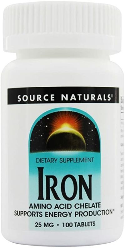 SOURCE NATURALS IRON CHELATE 25MG 100T