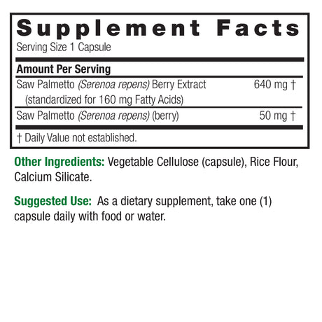 NATURE'S ANSWER SAW PALMETTO BERRY EXTRACT 120VC