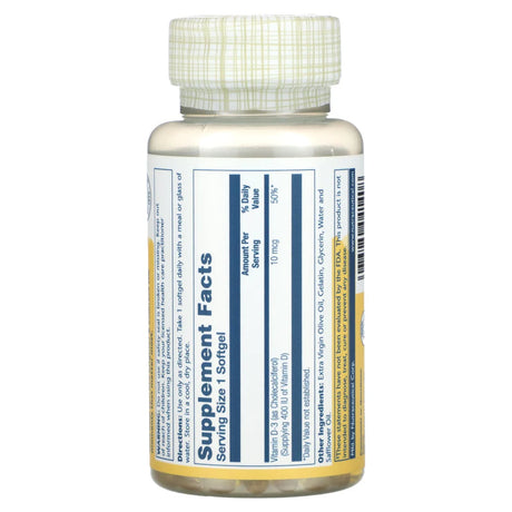 Solaray Vit D3 120CT 10MCG Softgel