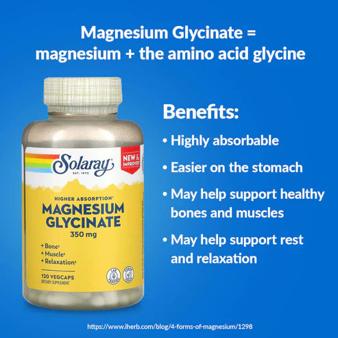 Solaray High Absorption Magnesium Glycinate 120CT 350MG Veg Capsule