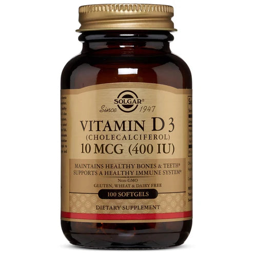 Solgar Vitamin D3 (Cholecalciferol) 10 mcg (400 IU) Softgels 100softgel