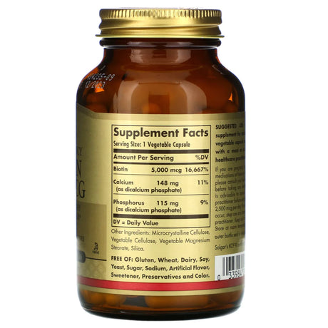 Solgar Biotin 5000 mcg Vegetable Capsules 100V cap