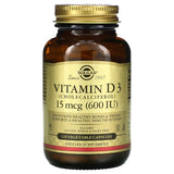 Solgar Vitamin D3 (Cholecalciferol) 15 mcg (600 IU) Vegetable Capsules 120V cap