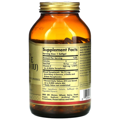 Solgar Vitamin E 268 mg (400 IU) Mixed Softgels (d-Alpha Tocopherol & Mixed Tocopherols) 250softgel