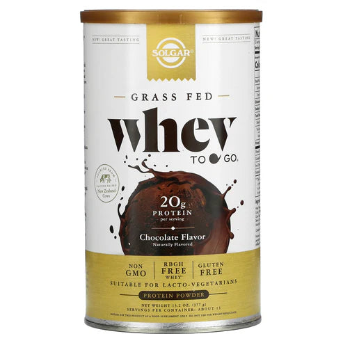 Solgar Grass-Fed Whey To Go® Protein Powder Natural Chocolate Flavor 13.2 ozpowder