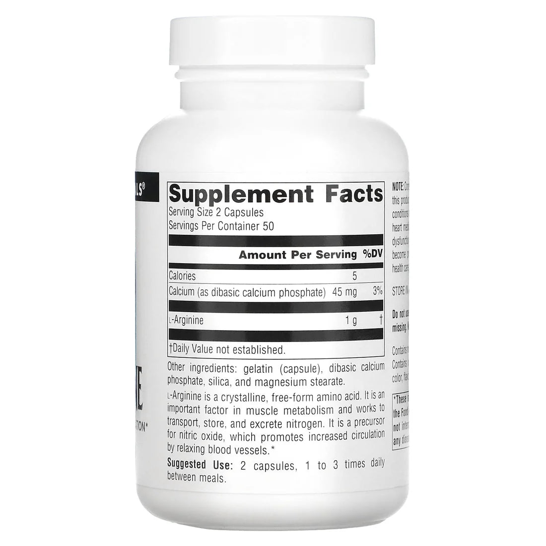 SOURCE NATURALS L-ARGININE CAPS 500MG 100C