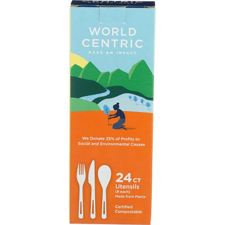 WORLD CENTRIC Flatware Assortment, Corn Starch 24 CT