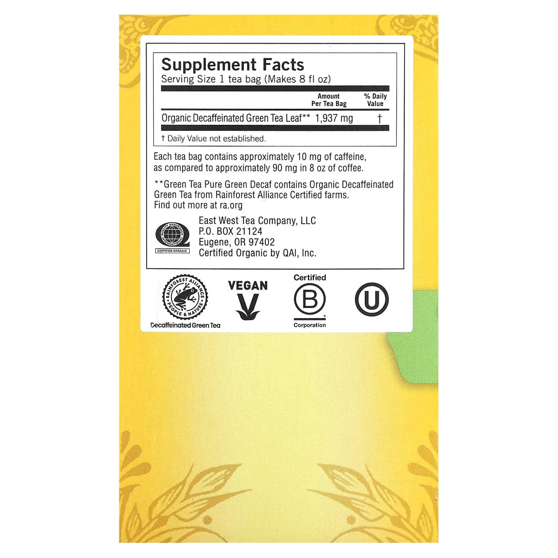 YOGI TEA Green Tea Decaf 16 BAG