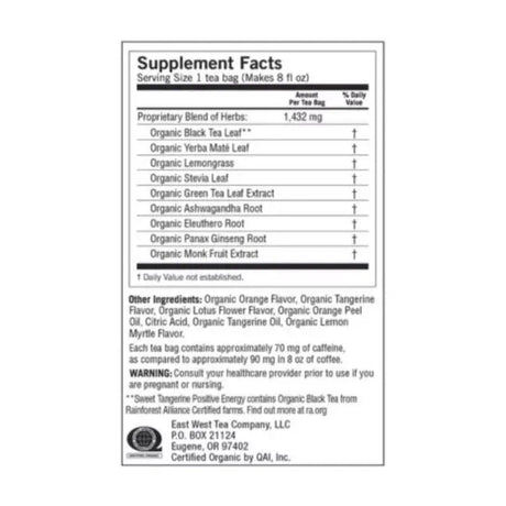 YOGI TEA Sweet Tangerine Positive Energy Tea 16 BAG