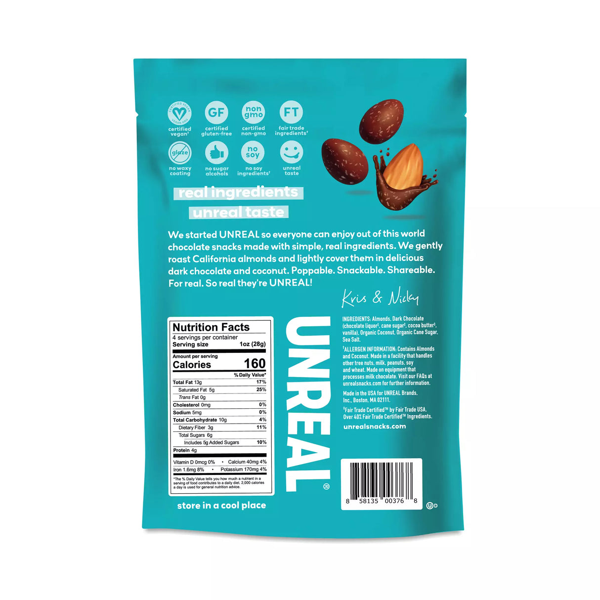 UNREAL Dark Chocolate Coconut Covered 4 OZ