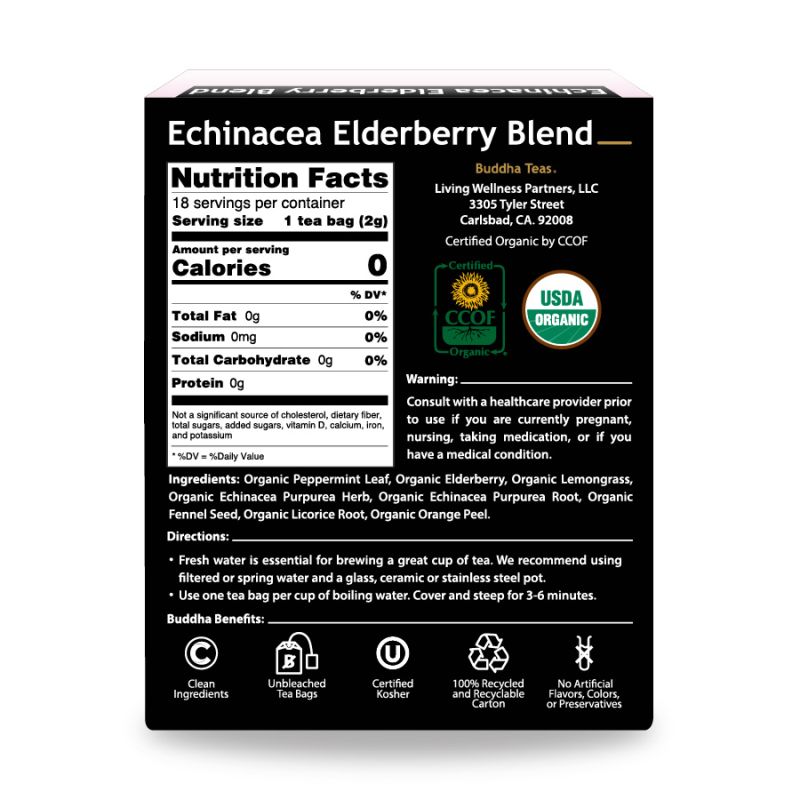 BUDDHA TEAS Echinacea Elderberry Blend 18 BAG