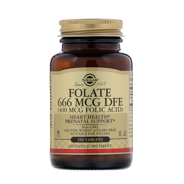 Solgar Folate 666 mcg DFE (Folic Acid 400 mcg) Tablets 250tablet