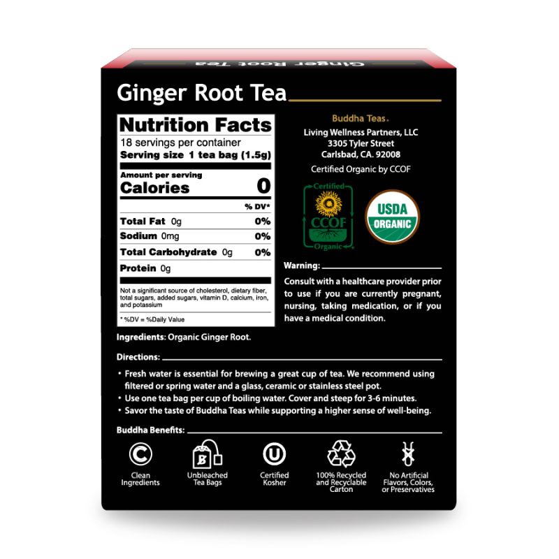 BUDDHA TEAS Ginger Root Tea 18 BAG