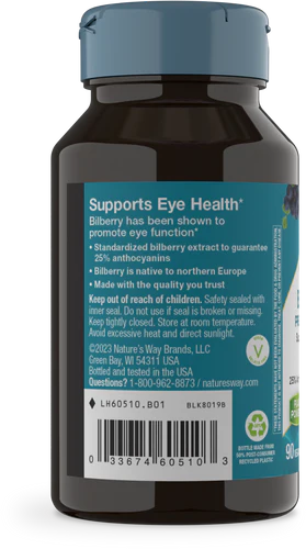 Nature's Way Bilberry Premium Extract, 25% Anthocyanins 90 Vgn Cp