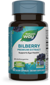 Nature's Way Bilberry Premium Extract, 25% Anthocyanins 60 Vgn Cp