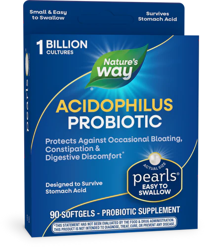 Nature's Way Probiotic Pearls Acidophilus 1 Billion Cultures 90 soft gels