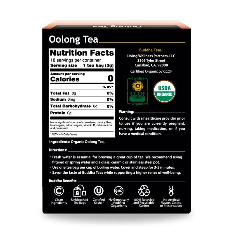 BUDDHA TEAS Organic Oolong Tea 18 BAG