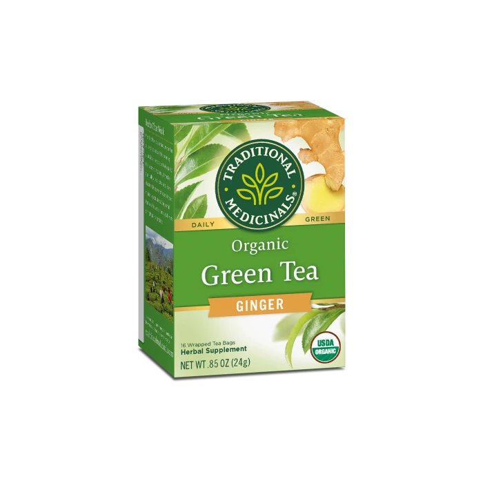 TRADITIONAL MEDICINALS TEAS Organic Green Tea w/ Ginger 16 BAG