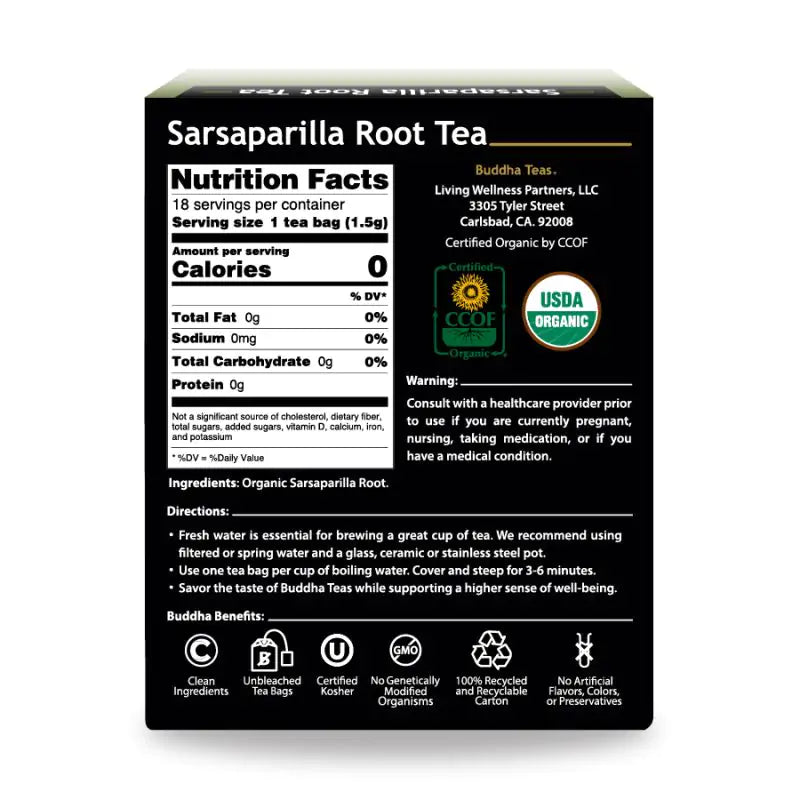 BUDDHA TEAS Organic Sarsaparilla Tea 18 BAG