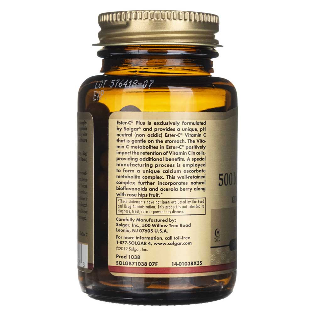 Solgar Ester-C® Plus 500 mg Vitamin C Vegetable Capsules (Ester-C® Ascorbate Complex) 50V cap