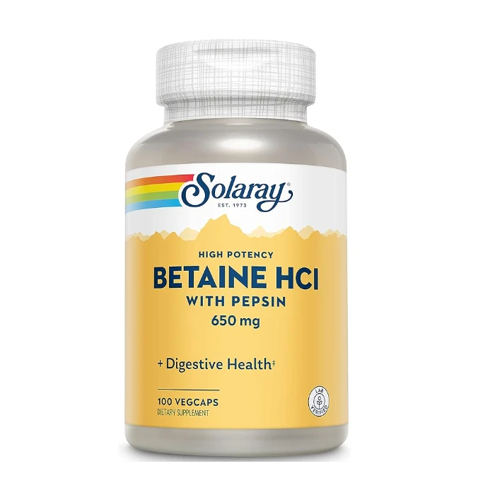 Solaray Betaine HCI 100CT 650MG Veg Capsule