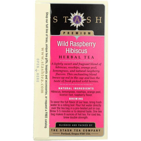 STASH TEA Wild Raspberry Hibiscus Tea Caffeine Free 20 BAG