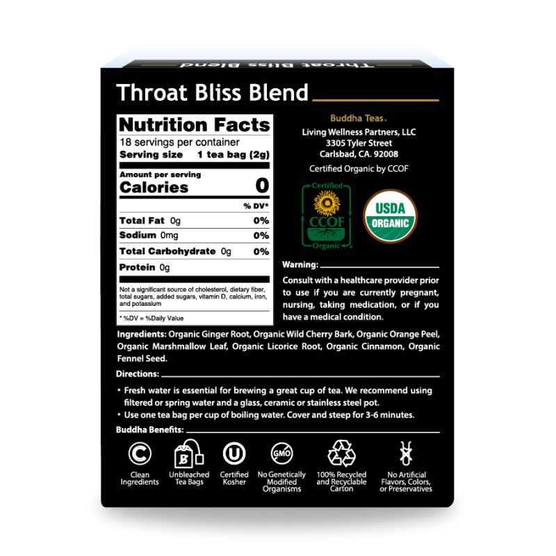 BUDDHA TEAS Throat Bliss Blend 18 BAG