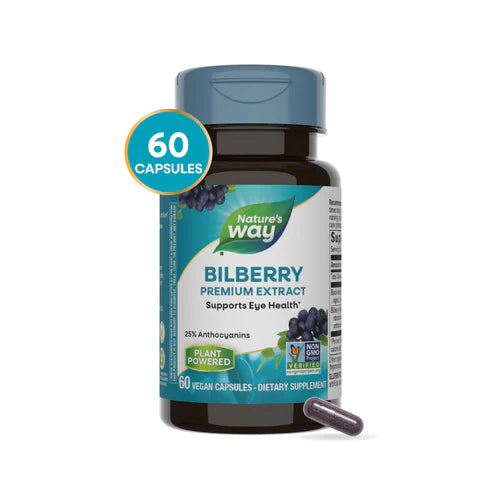 Nature's Way Bilberry Premium Extract, 25% Anthocyanins 60 Vgn Cp