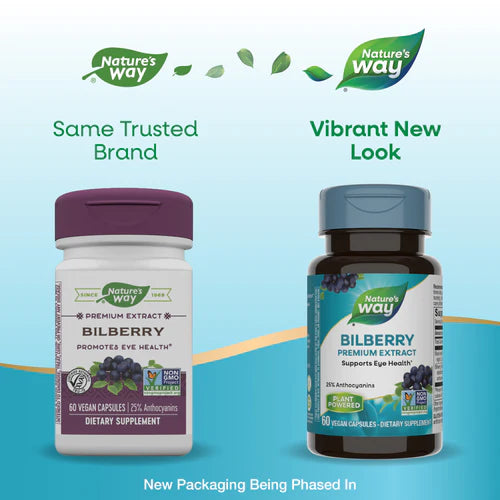 Nature's Way Bilberry Premium Extract, 25% Anthocyanins 60 Vgn Cp