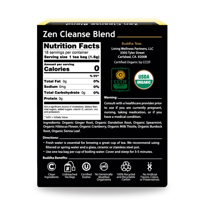 BUDDHA TEAS Organic Zen Cleanse Blend Tea 18 BAG